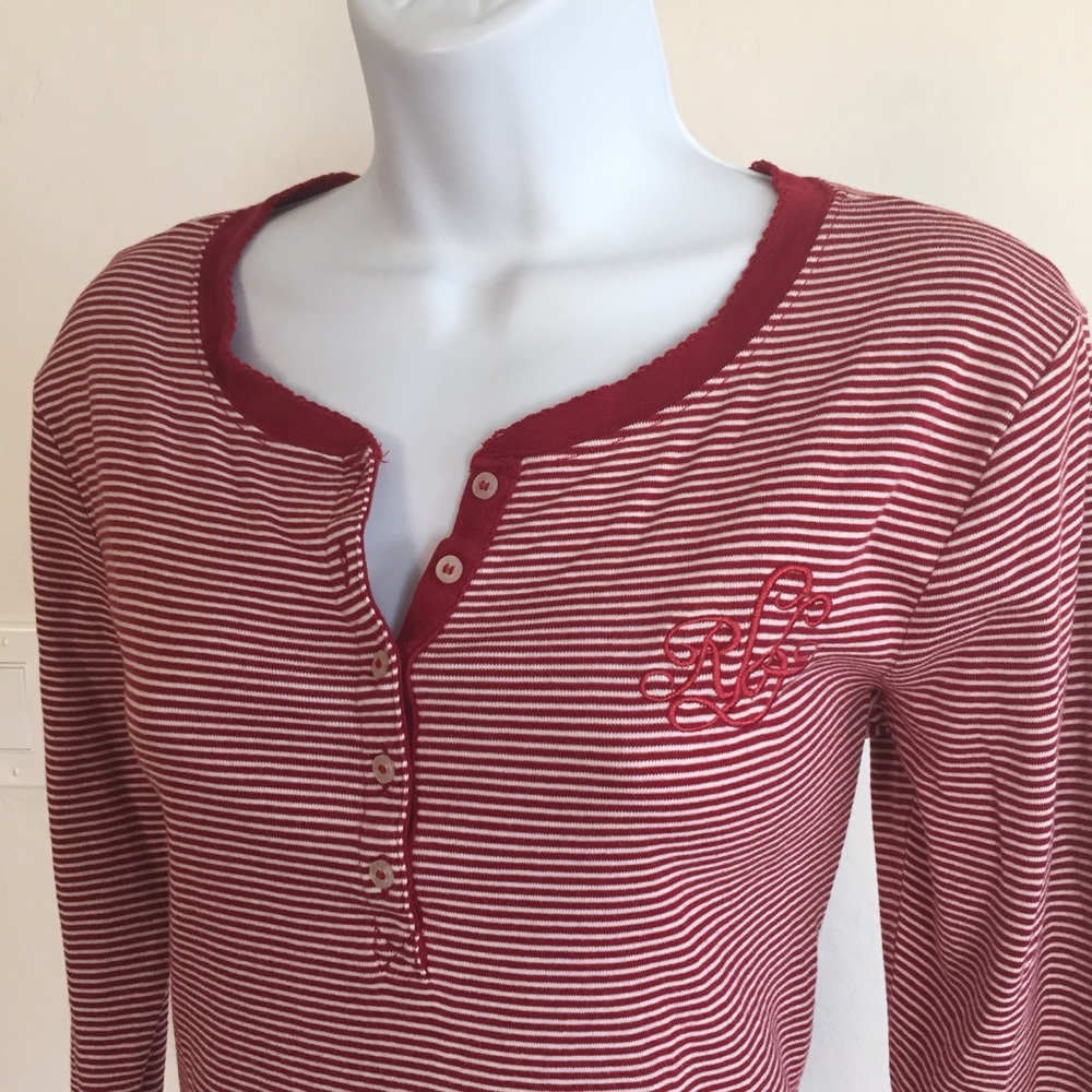 Ralph Lauren Striped Monogrammed Gown M